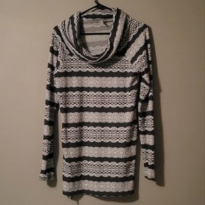 Lace Print Cowl Neck Tunic